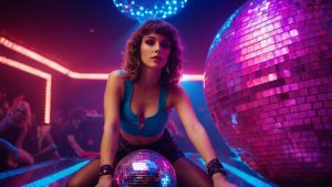 Vynelle AI music video scene with disco balls