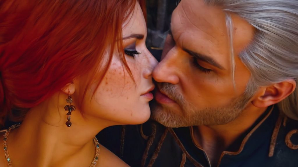 Triss Merigold and Geralt of Rivia kiss AI