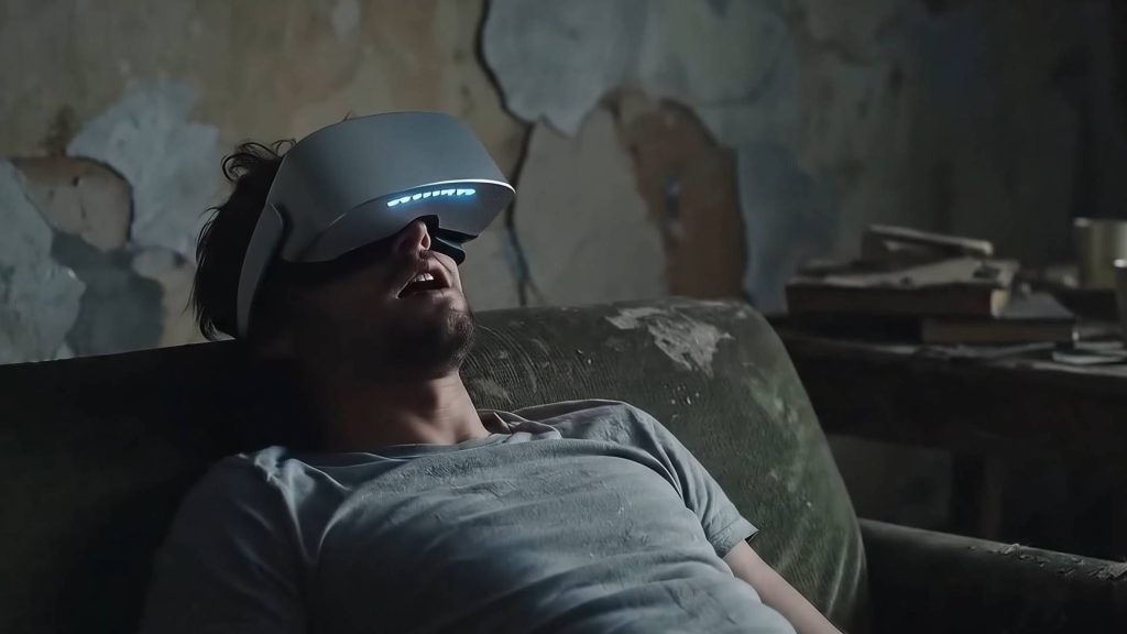 A Poem for the Obsolete dystopic AI short film scene futuristic VR headset