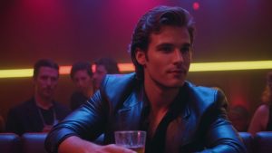 Vynelle AI music video scene with handsome man