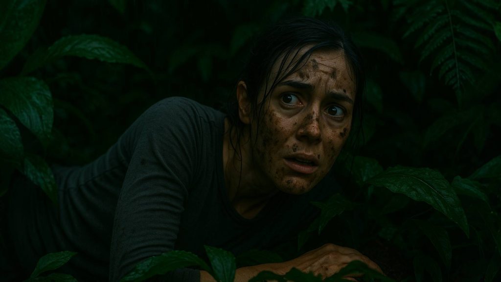 Veneficium AI short film scene in the jungle