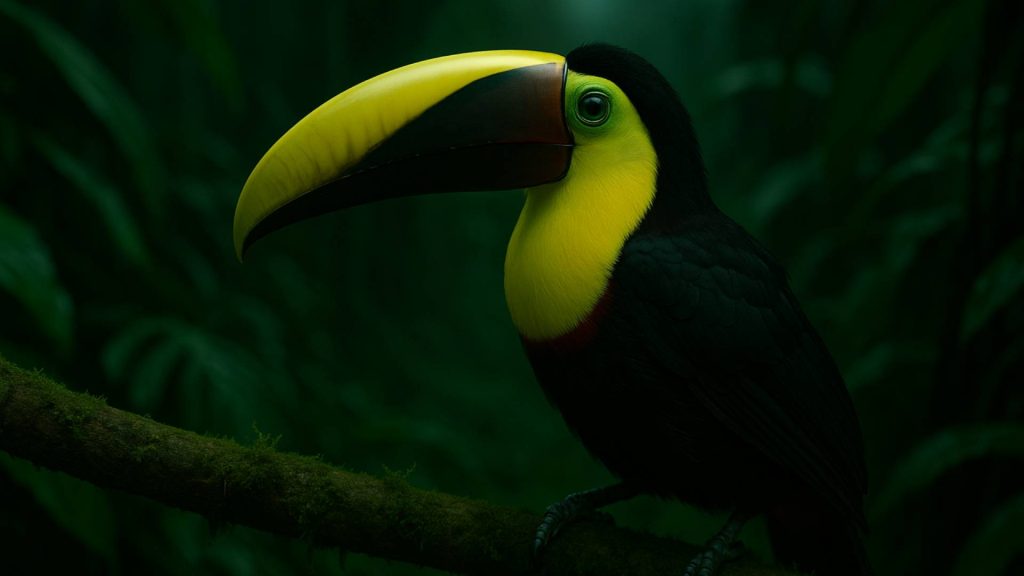Veneficium AI short film scene with exotic bird parrot
